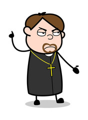 Fototapeta premium Doing Conversation in Anger Mood - Cartoon Priest Religious Vector Illustration