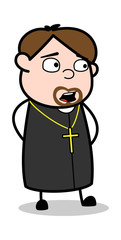 Scared - Cartoon Priest Religious Vector Illustration