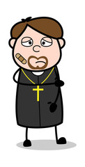 Hurt - Cartoon Priest Religious Vector Illustration