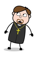 Worried - Cartoon Priest Religious Vector Illustration