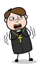Fearful - Cartoon Priest Religious Vector Illustration