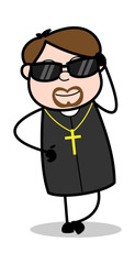 Cool Fashion - Cartoon Priest Religious Vector Illustration