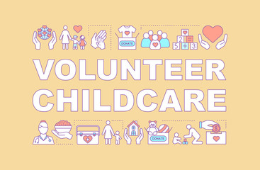 Childcare volunteering word concepts banner