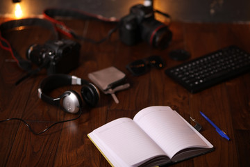 The photographer's desk, digital camera accessories