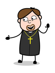 Shaking Hand - Cartoon Priest Religious Vector Illustration