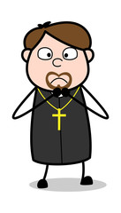 Worried - Cartoon Priest Religious Vector Illustration