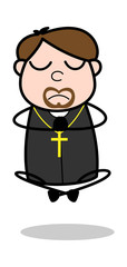 Yoga - Cartoon Priest Religious Vector Illustration
