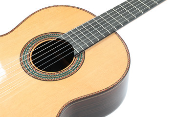 Obraz premium Beautiful classic guitar isolated on white background