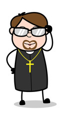 With Trendy Sunglasses - Cartoon Priest Religious Vector Illustration