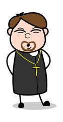 Body Pain - Cartoon Priest Religious Vector Illustration