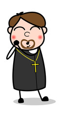 Cute - Cartoon Priest Religious Vector Illustration