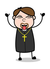 Teasing - Cartoon Priest Religious Vector Illustration