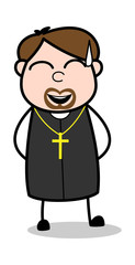 Laughing Loudly - Cartoon Priest Religious Vector Illustration