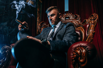 smoking a cigar