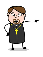 Scolding - Cartoon Priest Religious Vector Illustration