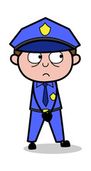 Feeling Guilty - Retro Cop Policeman Vector Illustration