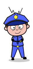 Staring - Retro Cop Policeman Vector Illustration
