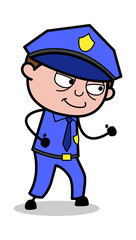 Following - Retro Cop Policeman Vector Illustration