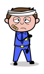 Injured - Retro Cop Policeman Vector Illustration