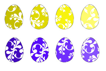 egg with a pattern, flowers, silhouette, Easter, white background