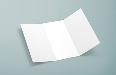 Tri-fold brochure mock-up. Blank brochure white template paper on background. Three fold paper brochure for your design.