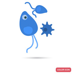 Virus cell under magnification flat color icon