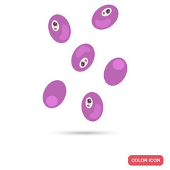 Virus cell colony under magnification flat color icon