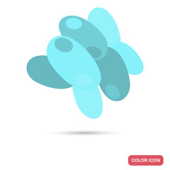 Virus cell colony under magnification flat color icon