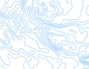 Blue lines of the relief map on a white background. Vector illustration .