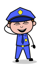 Laughing with Fun - Retro Cop Policeman Vector Illustration