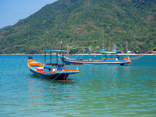 Fototapeta premium fishing boat near the island. Koh Phangan