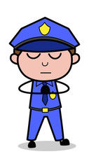 Prayer - Retro Cop Policeman Vector Illustration