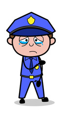 Upset - Retro Cop Policeman Vector Illustration