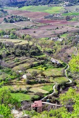 Panoramic view from Ronda in Andalucia Spain looking towards the Grazalema National Park, Spain