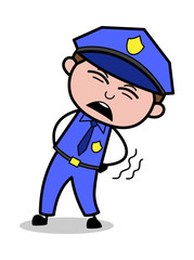 Backache - Retro Cop Policeman Vector Illustration