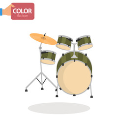 Drum set color vector icon. Flat design