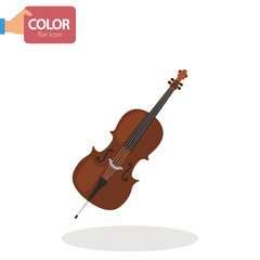Fototapeta na wymiar Celo music instrument color vector icon. Flat design