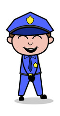 Laughing Loudly - Retro Cop Policeman Vector Illustration