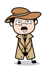 Cuteness - Retro Cartoon Police Agent Detective Vector Illustration