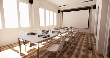Office business - beautiful boardroom meeting room and conference table, modern style. 3D rendering