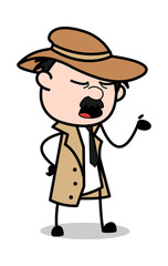 Talking Style - Retro Cartoon Police Agent Detective Vector Illustration