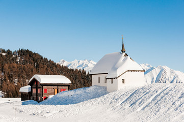Bettmeralp, Kapelle, Bergkapelle, Wallis, Walliser Dorf, Bergdorf, Winter, Wintersport, Alpen,...
