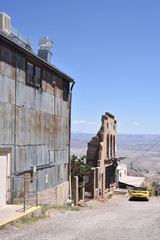 Jerome, AZ. U.S.A. May 18, 2018. A National Historical Landmark 1967, Jerome’s Cleopatra hill tunnel/open pit copper mining boom 1890s to bust 1950s. Jerome offers by-ways, B&Bs, hotels, saloons