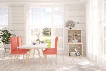 Fototapeta na wymiar White kitchen. Scandinavian interior design. 3D illustration