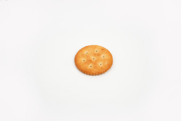 Salted rounded biscuits isolated on white background