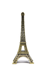 Fototapeta na wymiar Eiffel tower souvenir on a white background.