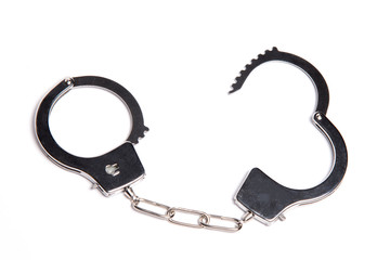 Handcuffs on a white background, isolated.