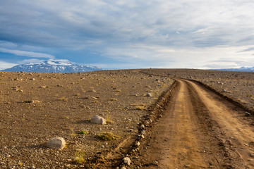 Fototapeta na wymiar Dirt road from Hvitarvatn area, Iceland landscape