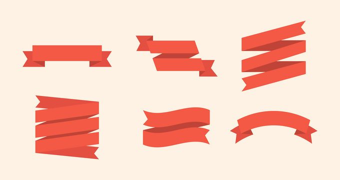 Ribbons set of 6 bunners. Colorful set Ribbin. Flat design graphic elements collection. Vector ribbons and banners