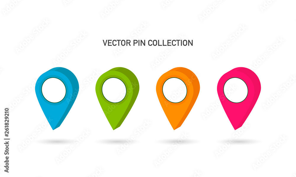Poster vector pin collection. map pin set. location point colorful. vector